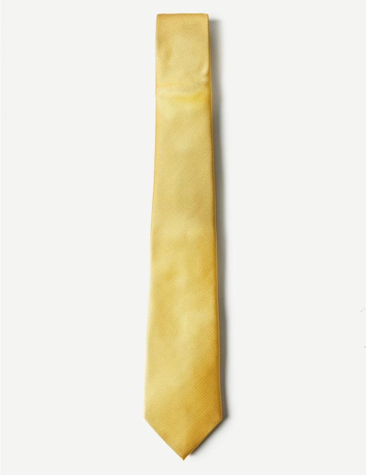 Marks & Spencer Pure Silk Satin Twill Tie Yellow