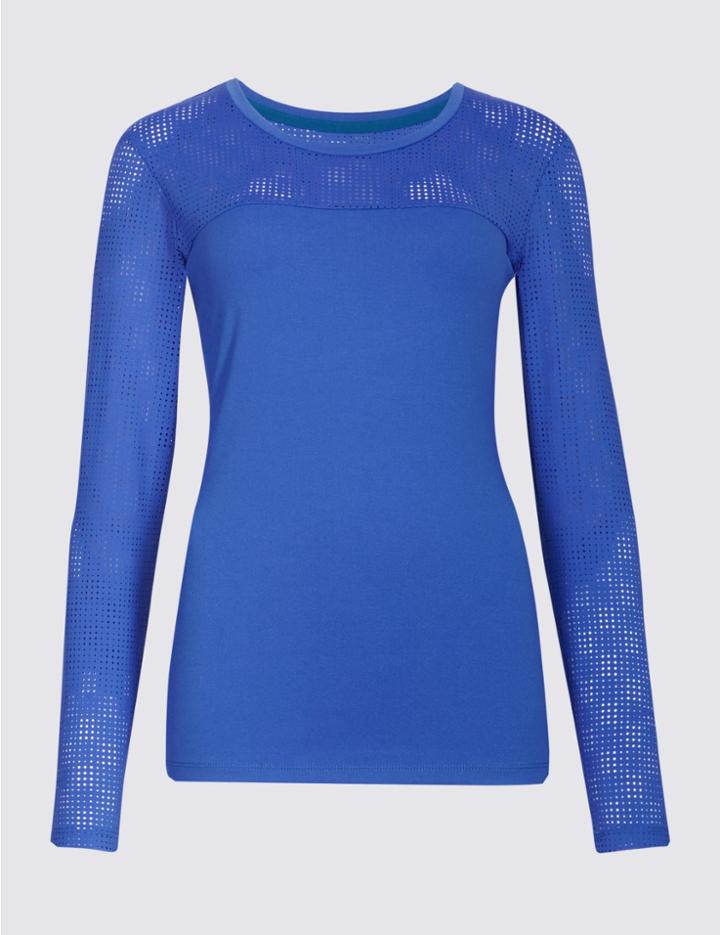Marks & Spencer Mesh Long Sleeve Top Iris