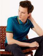 Marks & Spencer Slim Fit Pure Cotton Polo Shirt Teal