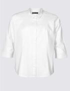 Marks & Spencer Cotton Rich 3/4 Sleeve Shirt White