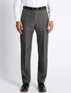 Marks & Spencer Regular Fit Flat Front Trousers Grey