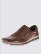 Marks & Spencer Leather Slip-on Shoes Brown