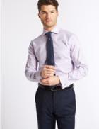 Marks & Spencer Pure Cotton Easy To Iron Slim Fit Shirt Pink Mix