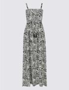 Marks & Spencer Paisley Print Shirred Maxi Dress Black Mix