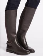 Marks & Spencer Block Heel Knee High Boots Brown