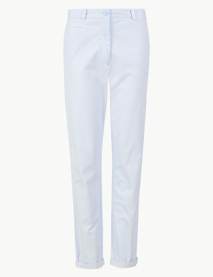 Marks & Spencer Pure Cotton Tapered Leg Chinos Pale Blue