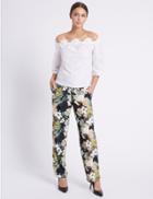 Marks & Spencer Jungle Print Drawstring Joggers Black Mix