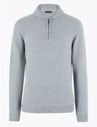 Marks & Spencer Half Zip Shawl Neck Jumper Neutral