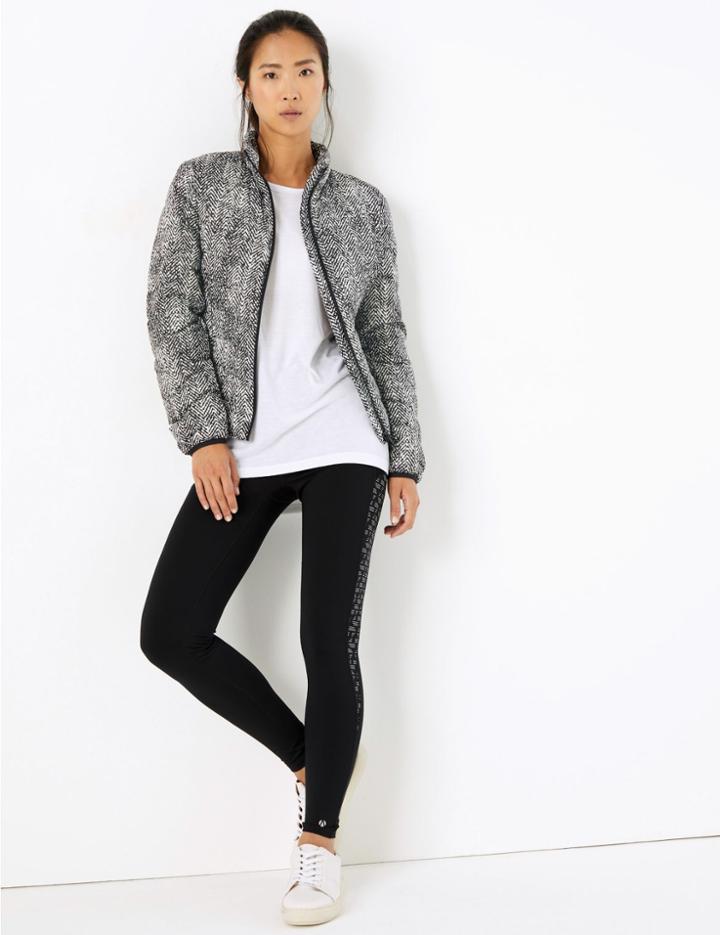 Marks & Spencer Printed Chevron Jacket Black Mix