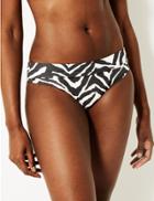 Marks & Spencer Zebra Print Roll Top Bikini Bottoms Black Mix