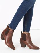 Marks & Spencer Wide Fit Chelsea Western Boots Brown Mix