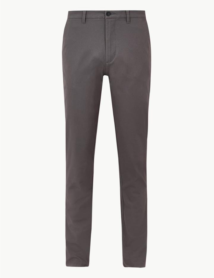 Marks & Spencer Slim Fit Cotton Rich Chinos Mid Grey