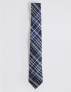 Marks & Spencer Pure Silk Checked Tie Navy Mix