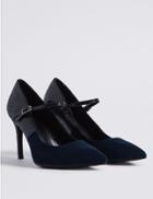 Marks & Spencer Wide Fit Stiletto Court Shoes With Insolia&reg; Navy Mix