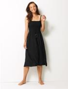 Marks & Spencer Shirred Swing Midi Beach Dress Black