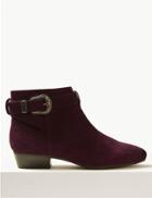 Marks & Spencer Suede Western Ankle Boots Plum