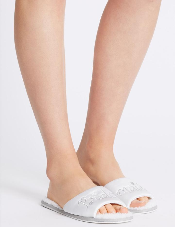 Marks & Spencer Bridesmaid Open Toe Mule Slippers White