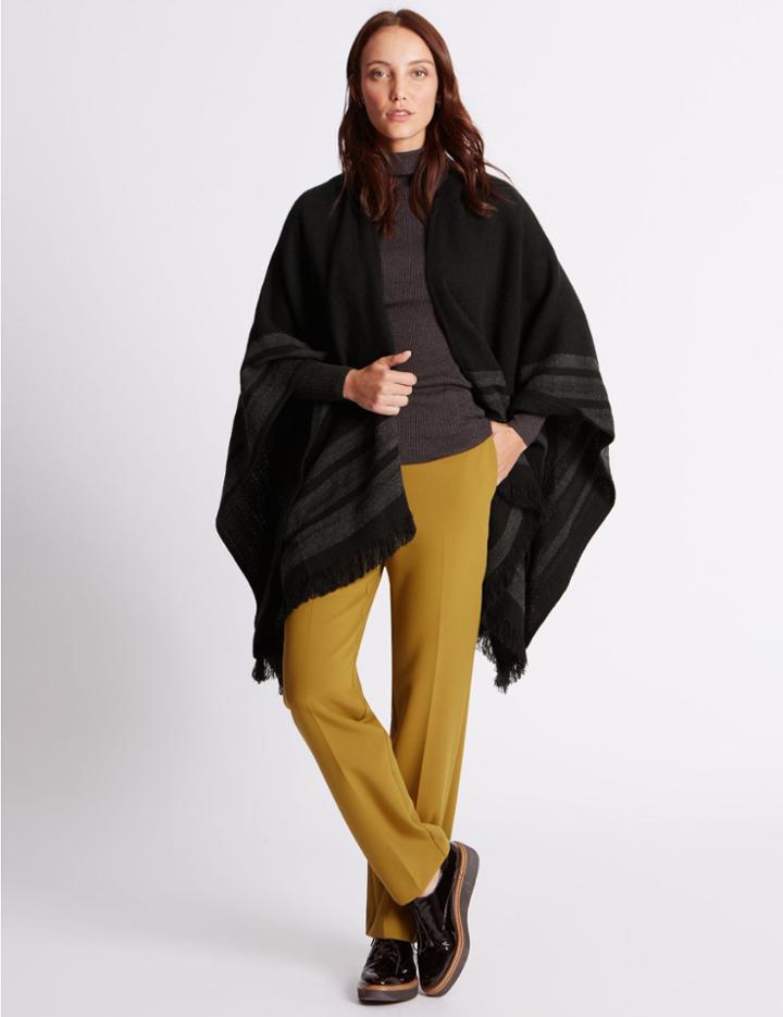 Marks & Spencer Reversible Border Stripe Wrap Black Mix