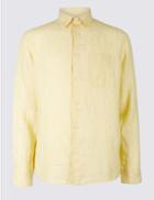 Marks & Spencer Pure Linen Shirt With Pocket Yellow