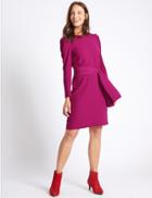 Marks & Spencer Tie Waist Puff Sleeve Tunic Dress Magenta