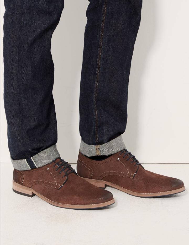 Marks & Spencer Leather Lace-up Derby Shoes Dark Tan