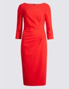 Marks & Spencer Drape 3/4 Sleeve Shift Midi Dress Red