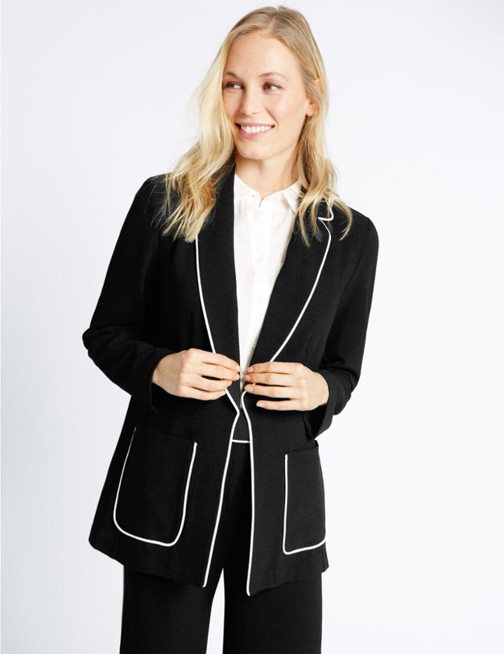 Marks & Spencer Contrast Piped Jacket Black Mix