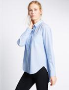 Marks & Spencer Pure Cotton Poplin Long Sleeve Shirt Chambray