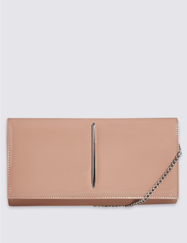 Marks & Spencer Metal Bar Clutch Bag Nude