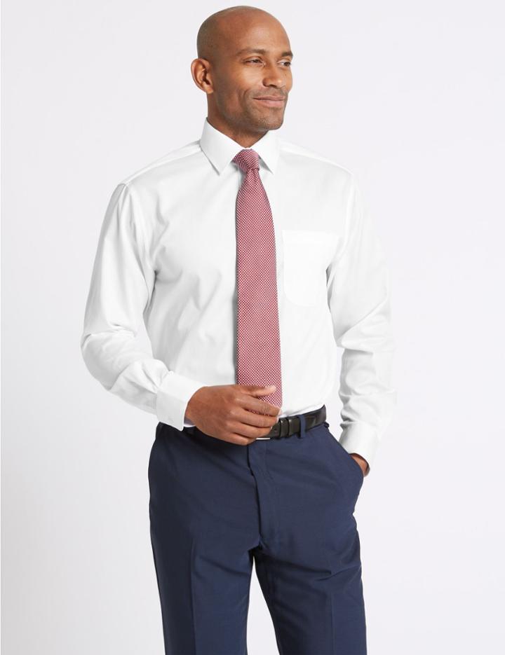 Marks & Spencer Cotton Rich Easy To Iron Regular Fit Shirt White