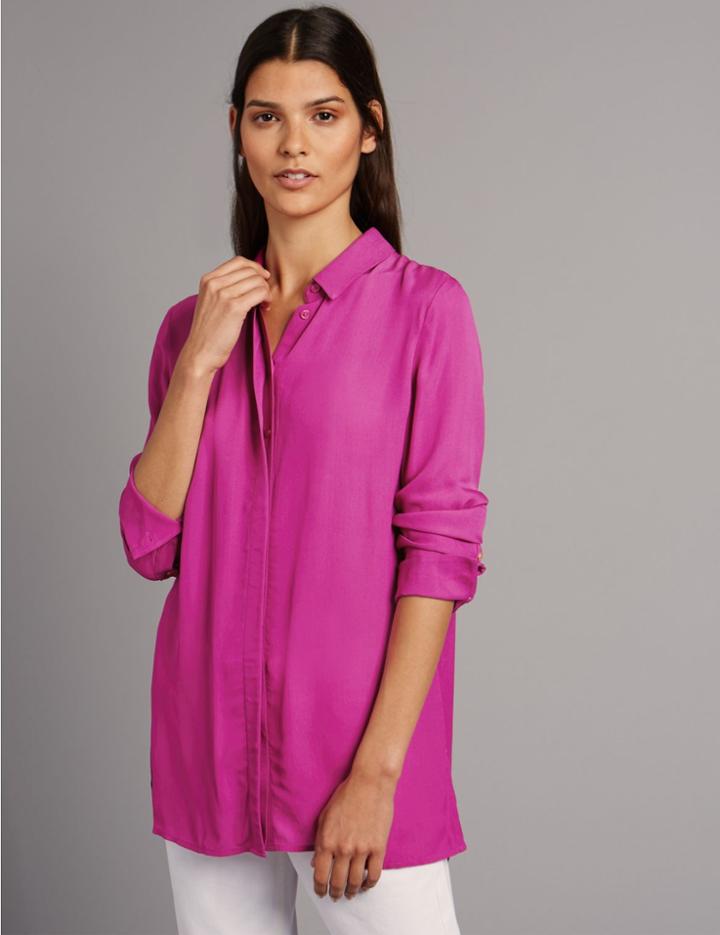 Marks & Spencer Hidden Placket Long Sleeve Shirt Fuchsia