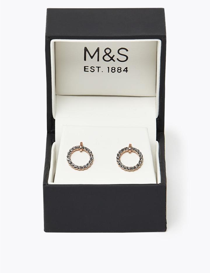 Marks & Spencer Crystal Circle Stud Earrings Rose Mix