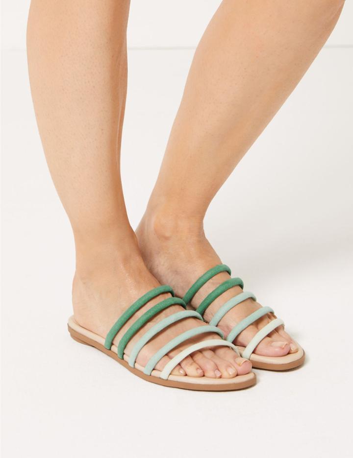 Marks & Spencer Tubular Strappy Mule Sandals Green Mix