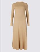 Marks & Spencer Jersey Turtle Neck Tunic Maxi Dress Camel