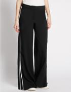 Marks & Spencer Flat Front Wide Leg Trousers Black Mix