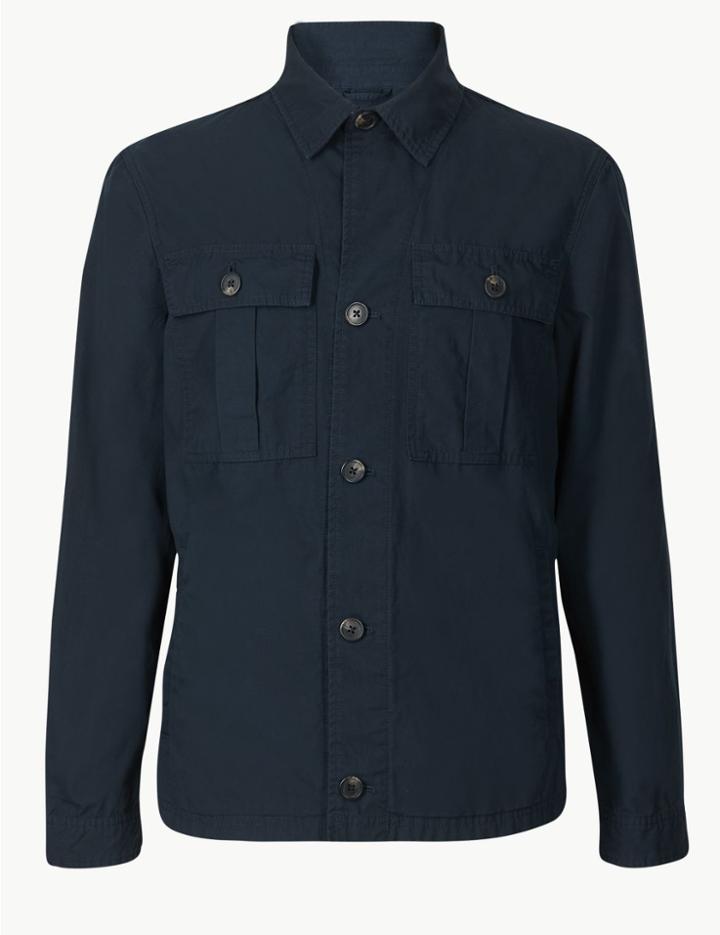 Marks & Spencer Pure Cotton Shirt Jacket Navy