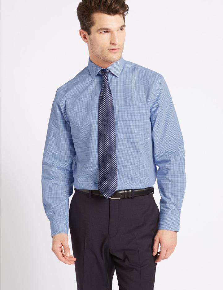 Marks & Spencer 2 Pack Easy To Iron Regular Fit Shirt Blue Mix