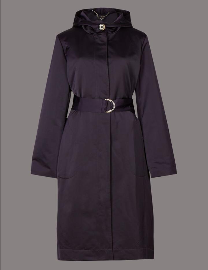 Marks & Spencer Satin Hooded Parka With Stormwear&trade; Blackberry