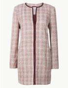Marks & Spencer Textured Tweed Coat Pink Mix