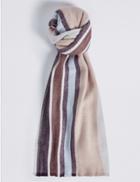 Marks & Spencer Soft Touch Striped Scarf Pink Mix