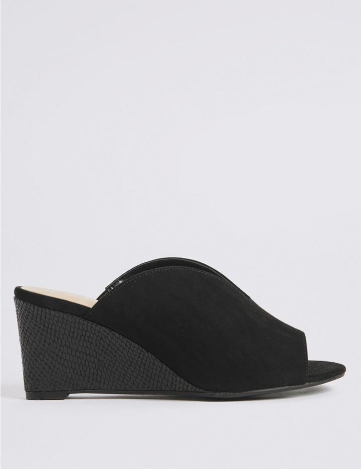 Marks & Spencer Extra Wide Fit Wedge Heel Mule Sandals Black