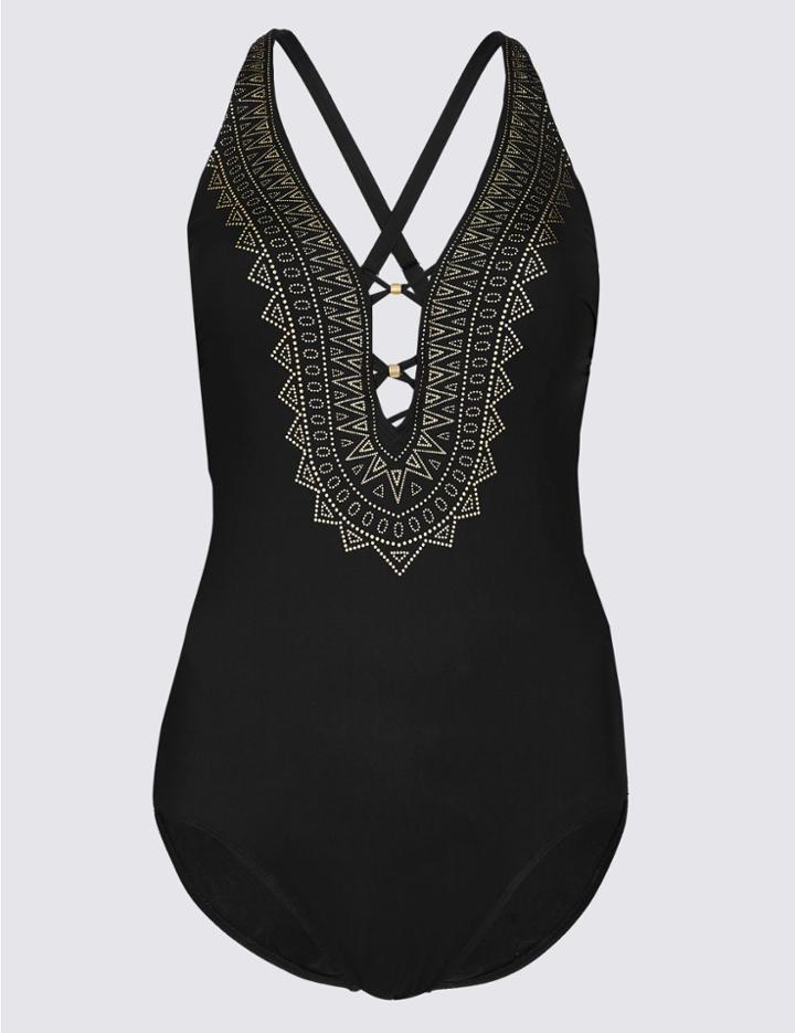 Marks & Spencer Secret Slimming&trade; Padded Plunge Swimsuit Black