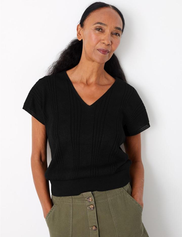 Marks & Spencer Sheer Ribbed Knitted Top Black