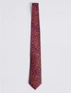 Marks & Spencer Pure Silk Paisley Tie Orange Mix