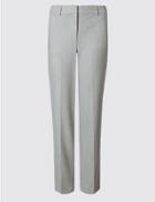 Marks & Spencer Petite Pinstripe Straight Leg Trousers Grey Mix