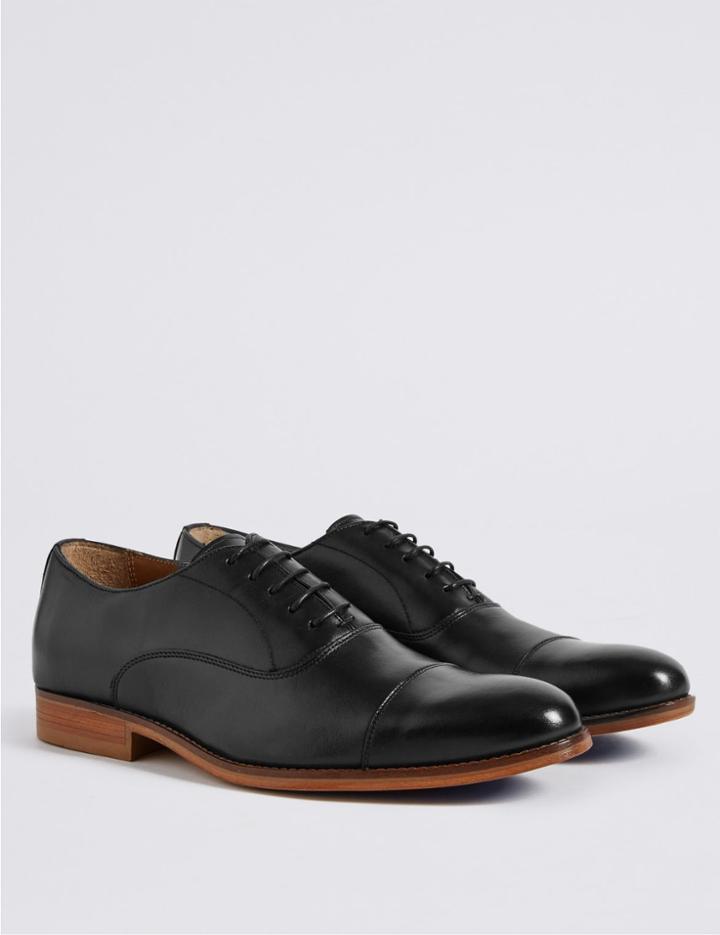 Marks & Spencer Leather Layered Lace-up Toe Cap Shoes Black