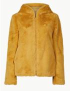 Marks & Spencer Hooded Faux Fur Jacket Honey