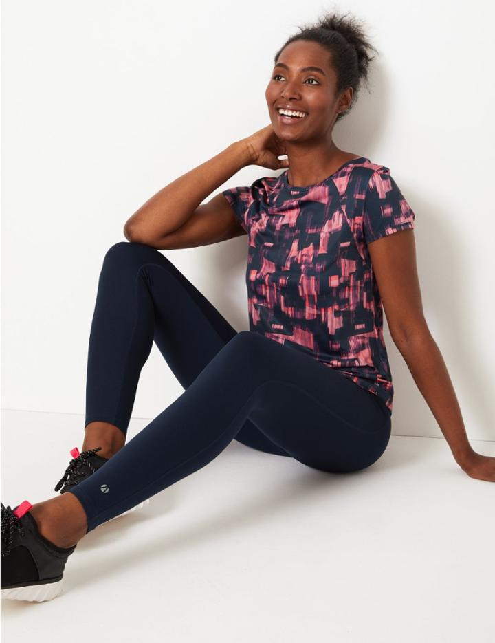Marks & Spencer Quick Dry Short Sleeve Sport Top Navy Mix
