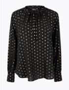 Marks & Spencer Metallic Polka Dot Blouse Black Mix