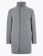 Marks & Spencer Tailored Fit Funnel Neck Overcoat Grey